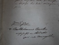 Fragment testamentu Hedwig Cisoskiej z 1856 r. Podpisał się pod nim Bartłomiej Borek z Kaduka.
Fot. ze zbiorów Archiwum Narodowe w Krakowie Oddział w Nowym Sączu. 